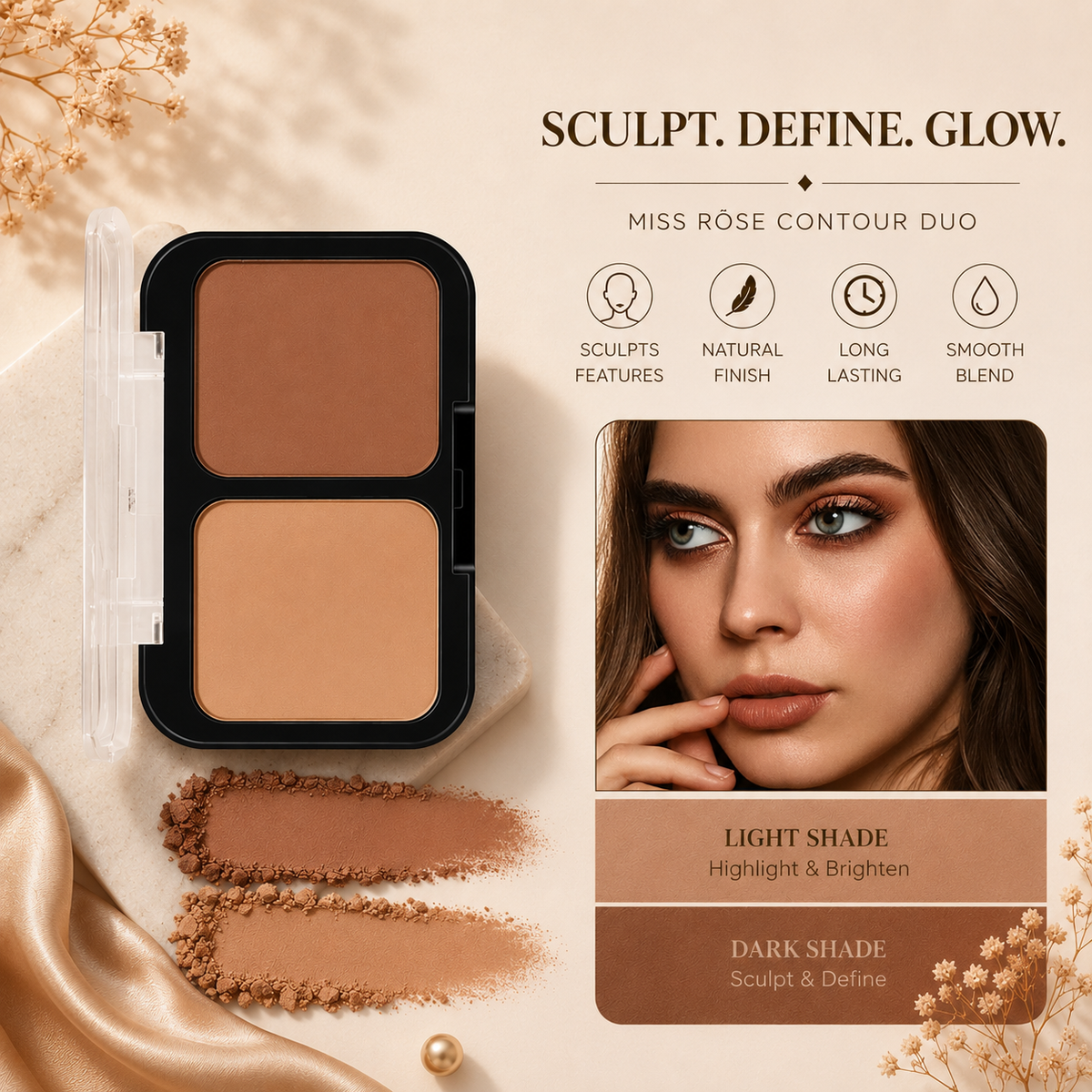 Miss Rose 2 in 1 Contour Palette