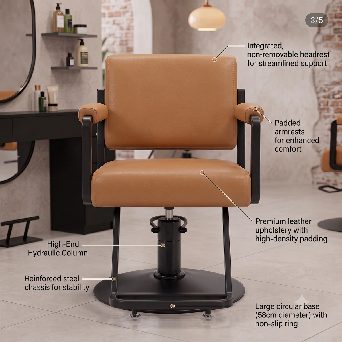 Premium Hydraulic Salon Styling Chair with Footrest, PU Leather Barber & Beauty Chair for Hair Salon Spa | VYBEÂ®