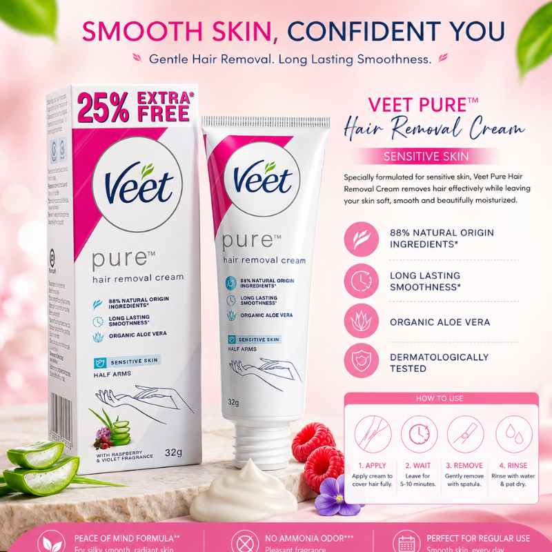 Veet Pure Hair Removal Cream for Sensitive Skin, 32g