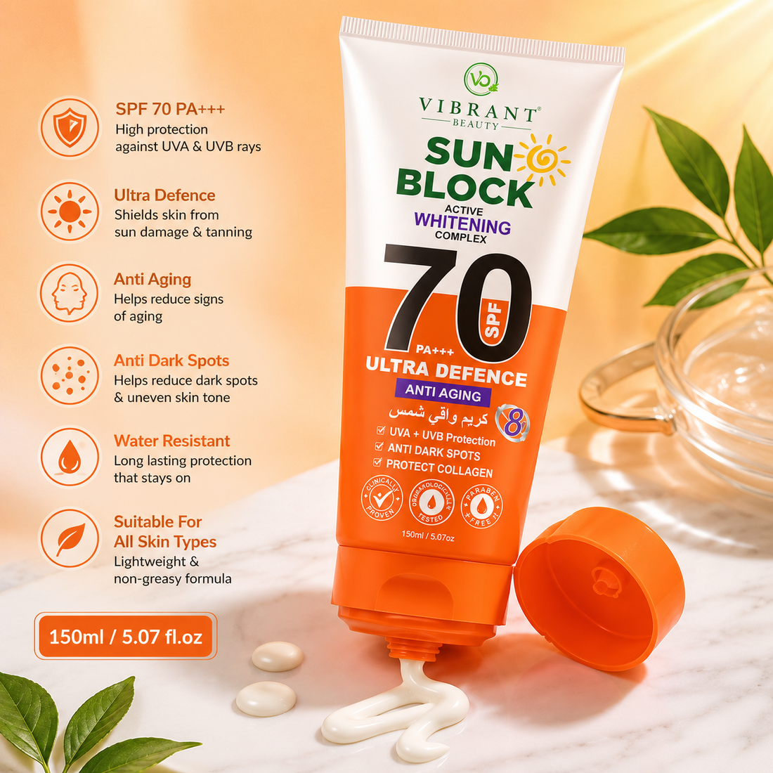 Vibrant Beauty Sunblock SPF70+ Ultra Defense (150ml)
